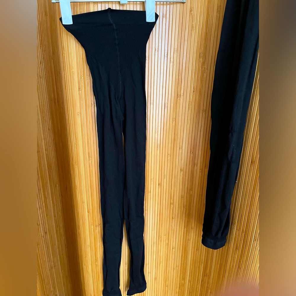 2 black compression sockless tights XS